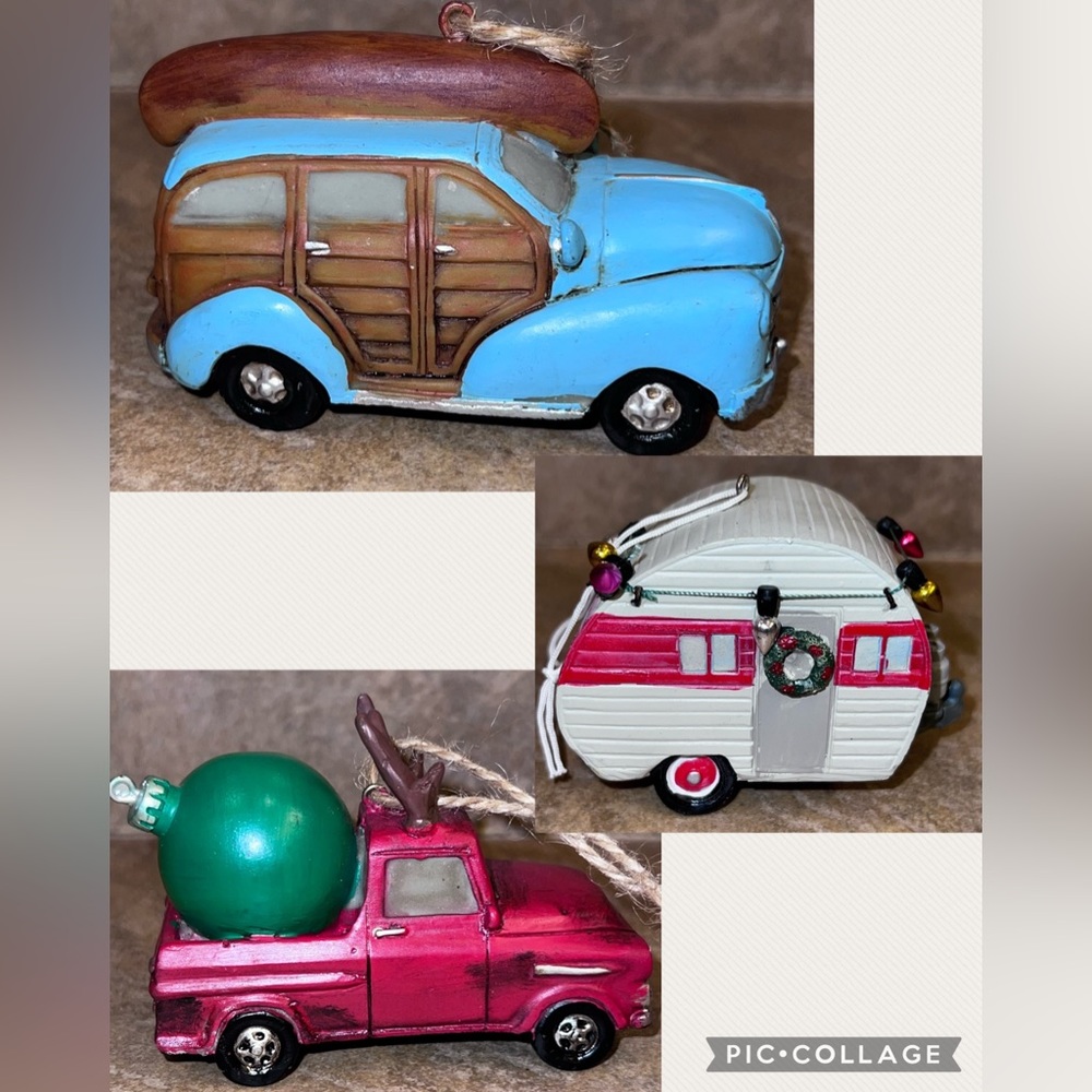 Christmas Truck Ornaments, Set of 3